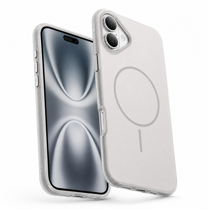 Apple iPhone 16 cover in premium white glam style with drop protection case and anti-scratch back panel
