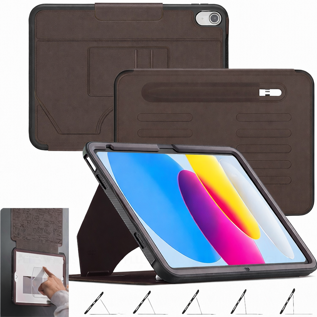 Heavy Duty Tablet Case – Brown Multi-functional Shockproof Case with Stand | Protective Case