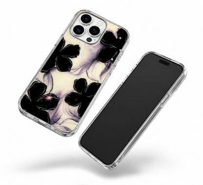 Slim MagSafe compatible black marble flower iPhone 12 Pro case