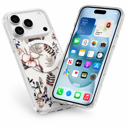 Premium designer phone case for Apple iPhone 18 Pro Max clear floral MagSafe case