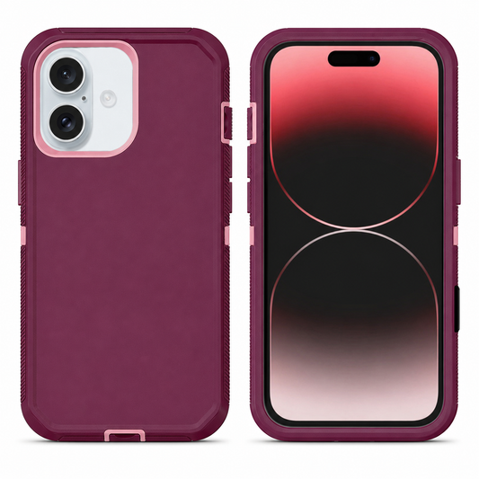 Pink rose triple protection case for Apple iPhone 17 back view