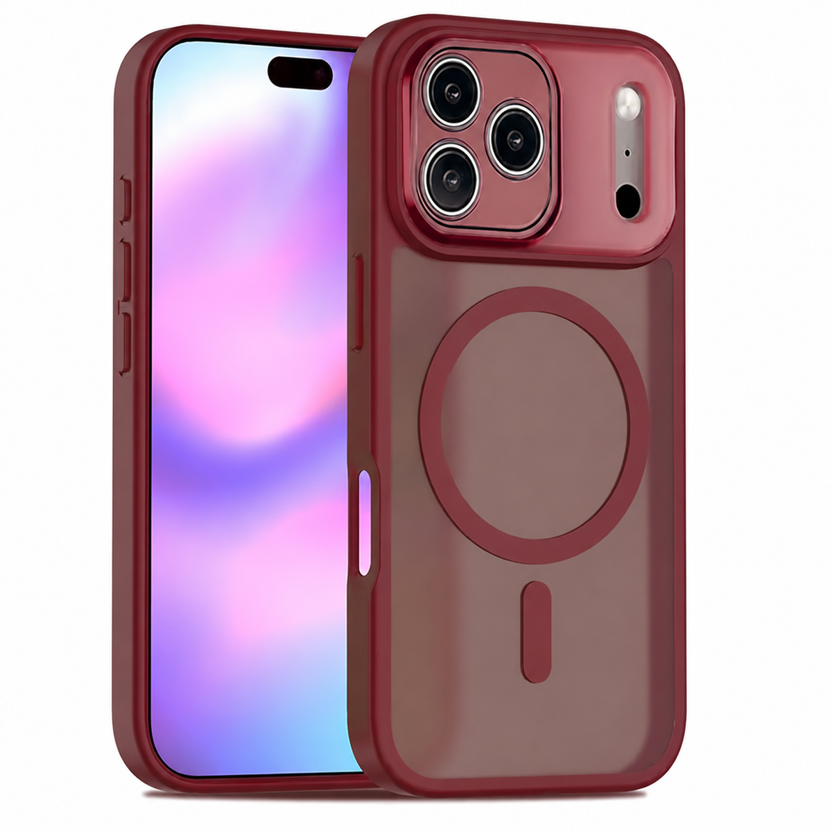 Wine iPhone 18 Pro Max Case, Matt Rubberized MagSafe Case, Protective Phone Cover.