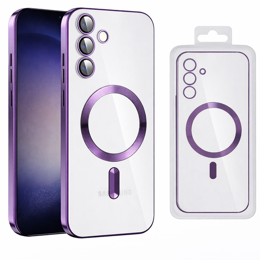 MagSafe Compatible Phone Case – Deep Purple Luxury Electroplated Slim Protective Cover with Wireless Charging Compatibility