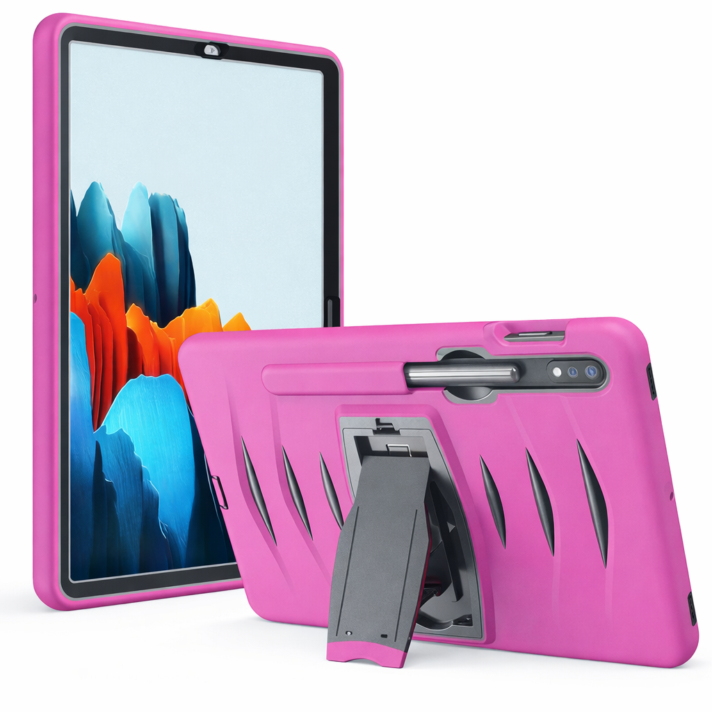 Heavy Duty Tablet Case – Hot Pink Kickstand Defender Shockproof Case with Stand | Protective Case