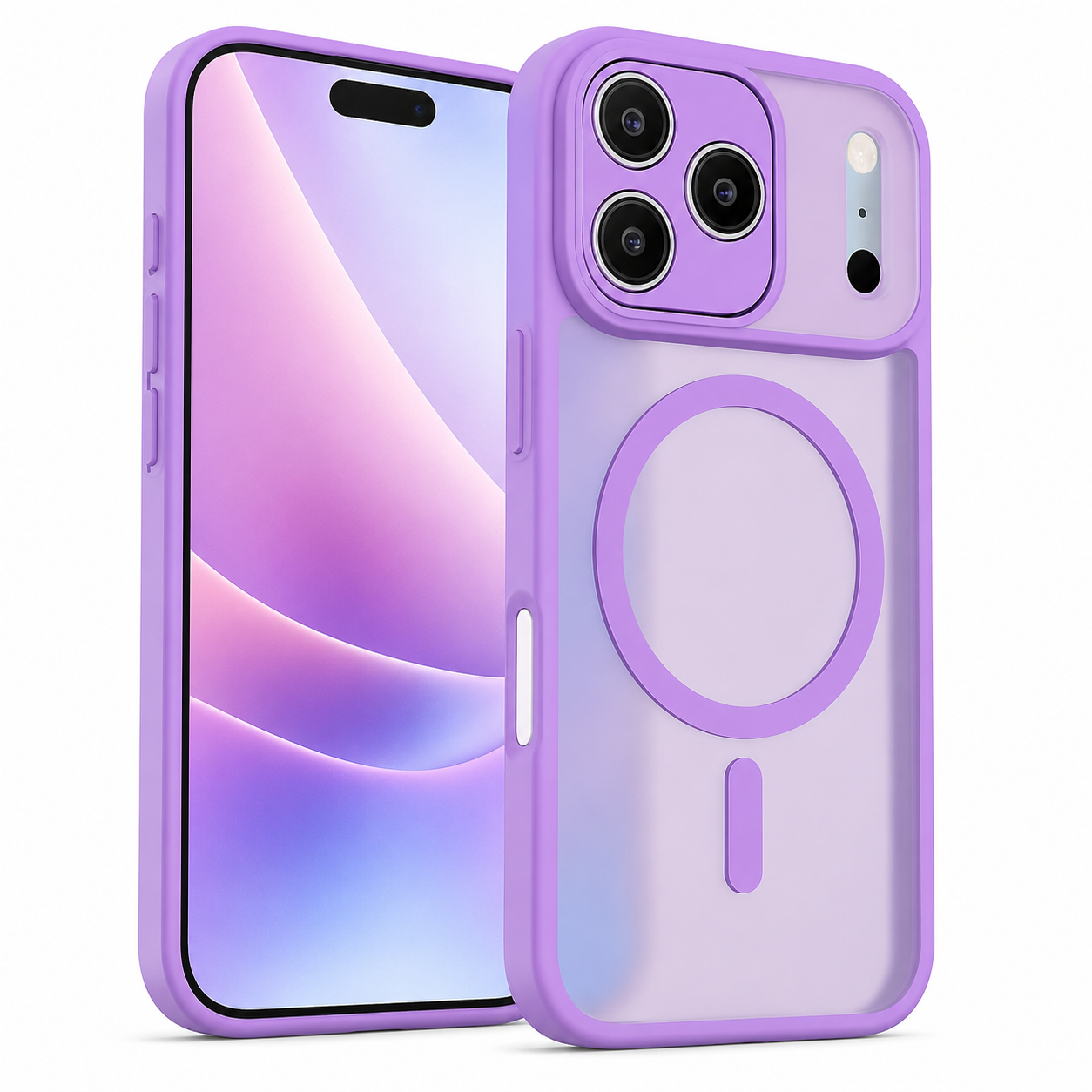 Light Purple iPhone 17 Pro Max Case, Matt Rubberized MagSafe Case, Protective Phone Cover.