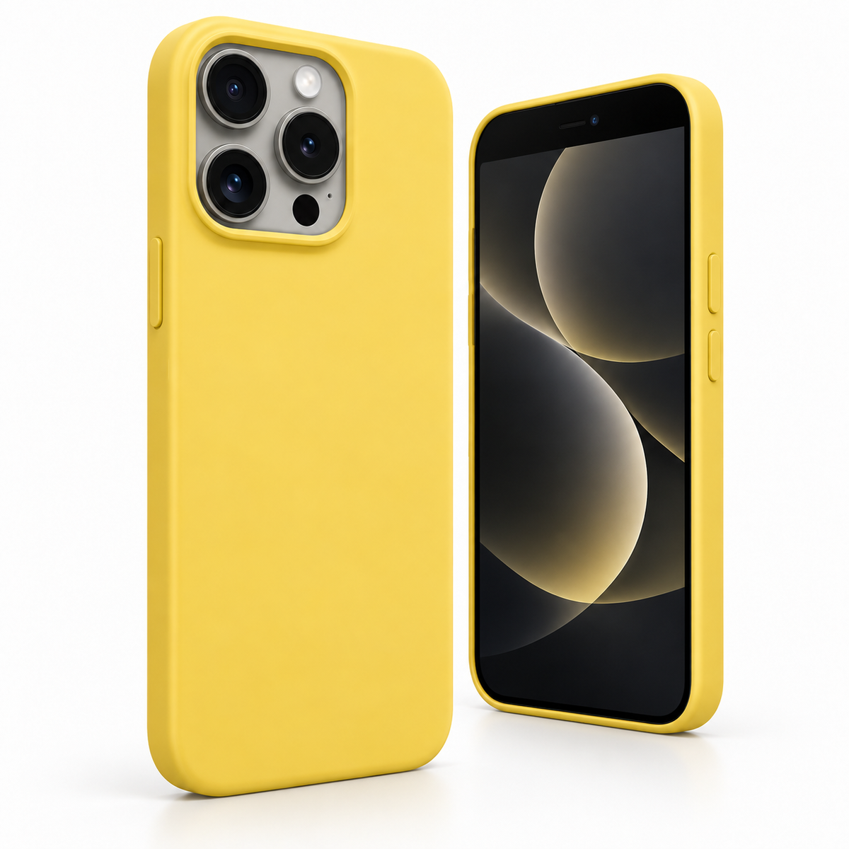 Premium Liquid Silicone Case for Apple iPhone 14 Pro - Yellow - close-up design view