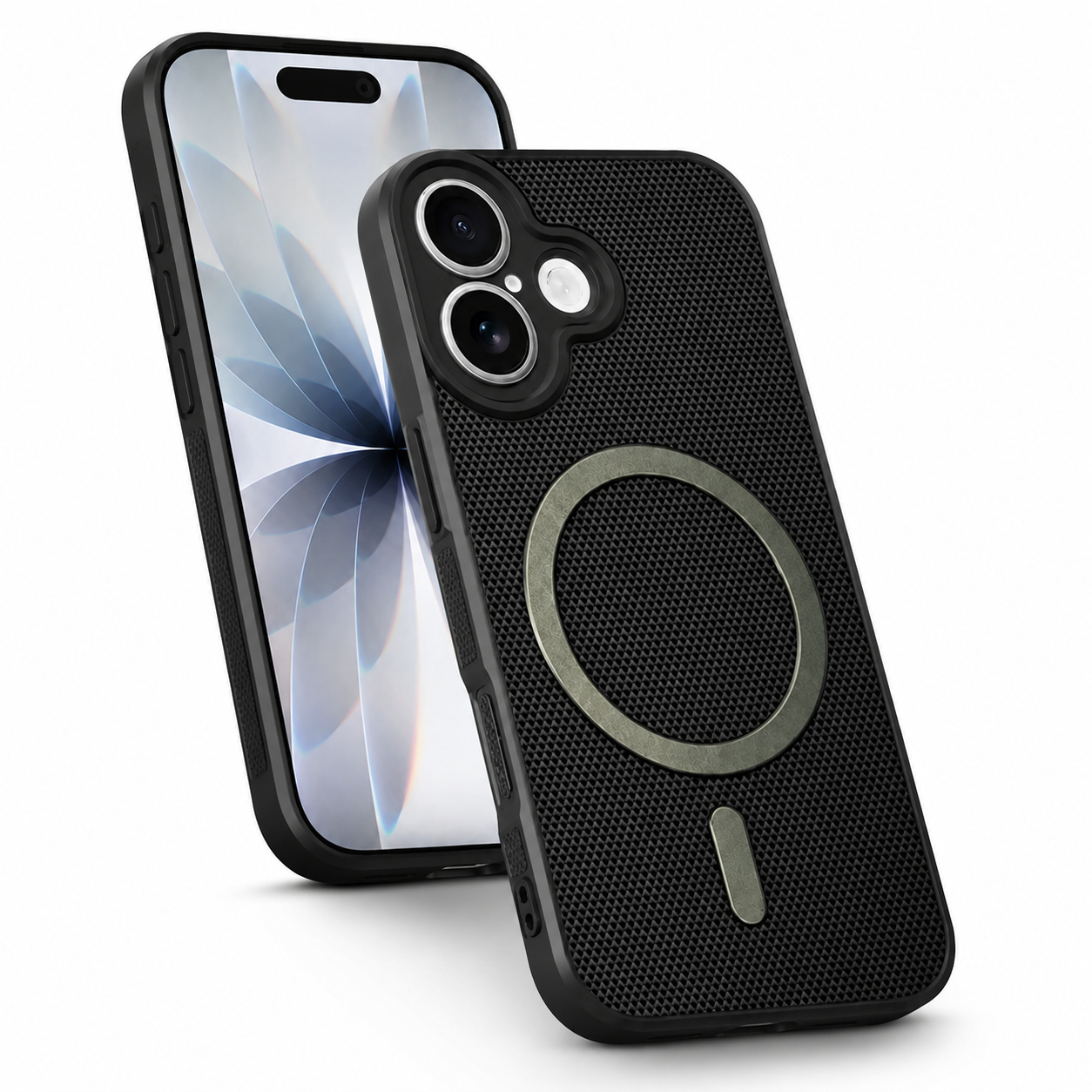 Apple iPhone 16 Black Grip Weave Case, Military Grade Phone Cover, MagSafe Compatible Case