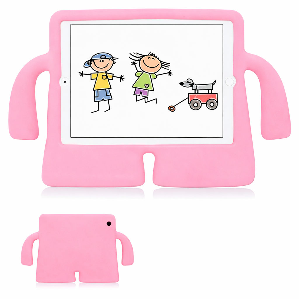 Heavy Duty Tablet Case – Light Pink 3D Silicone Case with Stand for Kids Case with Stand | Protective Case