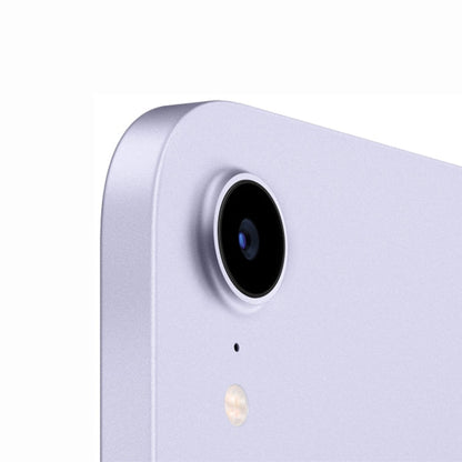 next gen electronics shop. buy electronics online Canada. Premium Apple iPad Mini 6th Gen A2567 Wi-Fi 64GB. Gallery image 3. The image shows a close-up view of a smartphone's rear corner, angled to highlight the camera lens and flash. The device features a smooth, matte lavender finish, with the camera lens encircled by a silver ring. Below the lens, a small circular flash is visible. The background is a seamless white, emphasizing the product's sleek design.