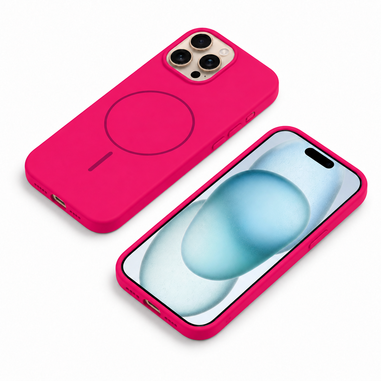 Hot pink silicone iPhone 12 MagSafe protective phone cover