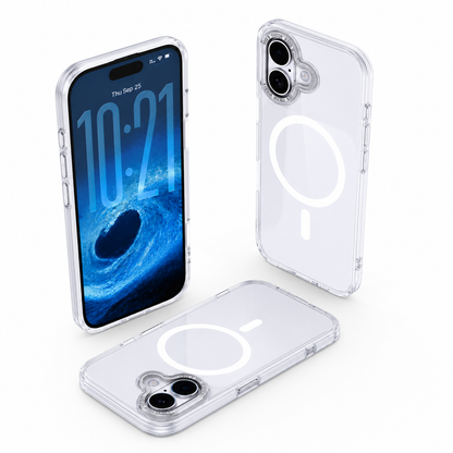Transparent White iPhone 16 Case, Scratch Resistant Mobile Cover, Wireless Charging Compatible Case