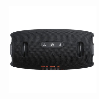 future tech gadgets Canada. smart tech store Canada. JBL Xtreme 4 Portable waterproof speaker. Gallery image 4. The product is a portable Bluetooth speaker, viewed from above and centered in the frame. It features a textured black exterior with a prominent JBL logo in orange at the bottom. The top surface includes five buttons: a power button, Bluetooth pairing, volume controls, and a play/pause button, all clearly visible.