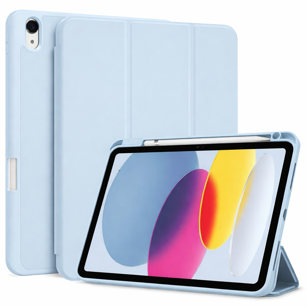 Slim Tablet Case – Blue Smart Case With Pencil Holder with Stand | Protective Case
