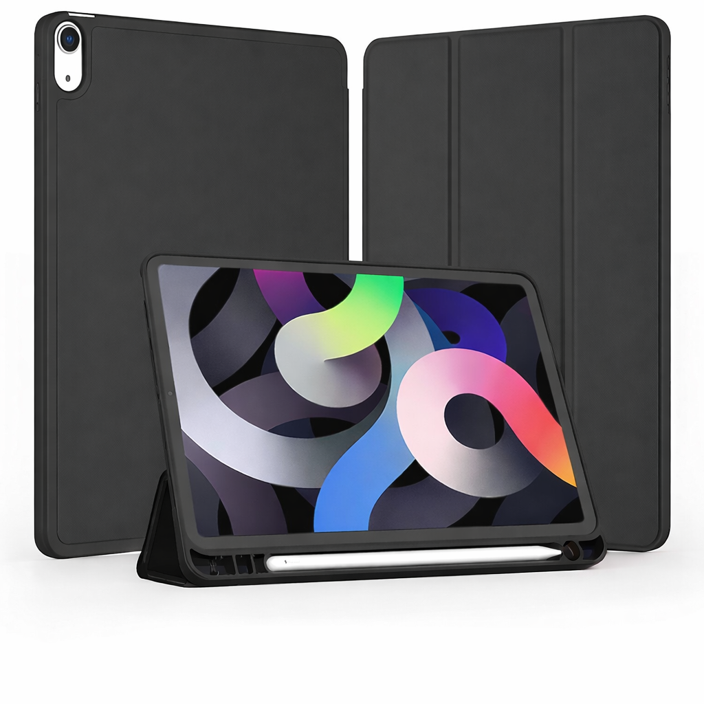 Slim Tablet Case – Black Smart Case With Pencil Holder with Stand | Protective Case