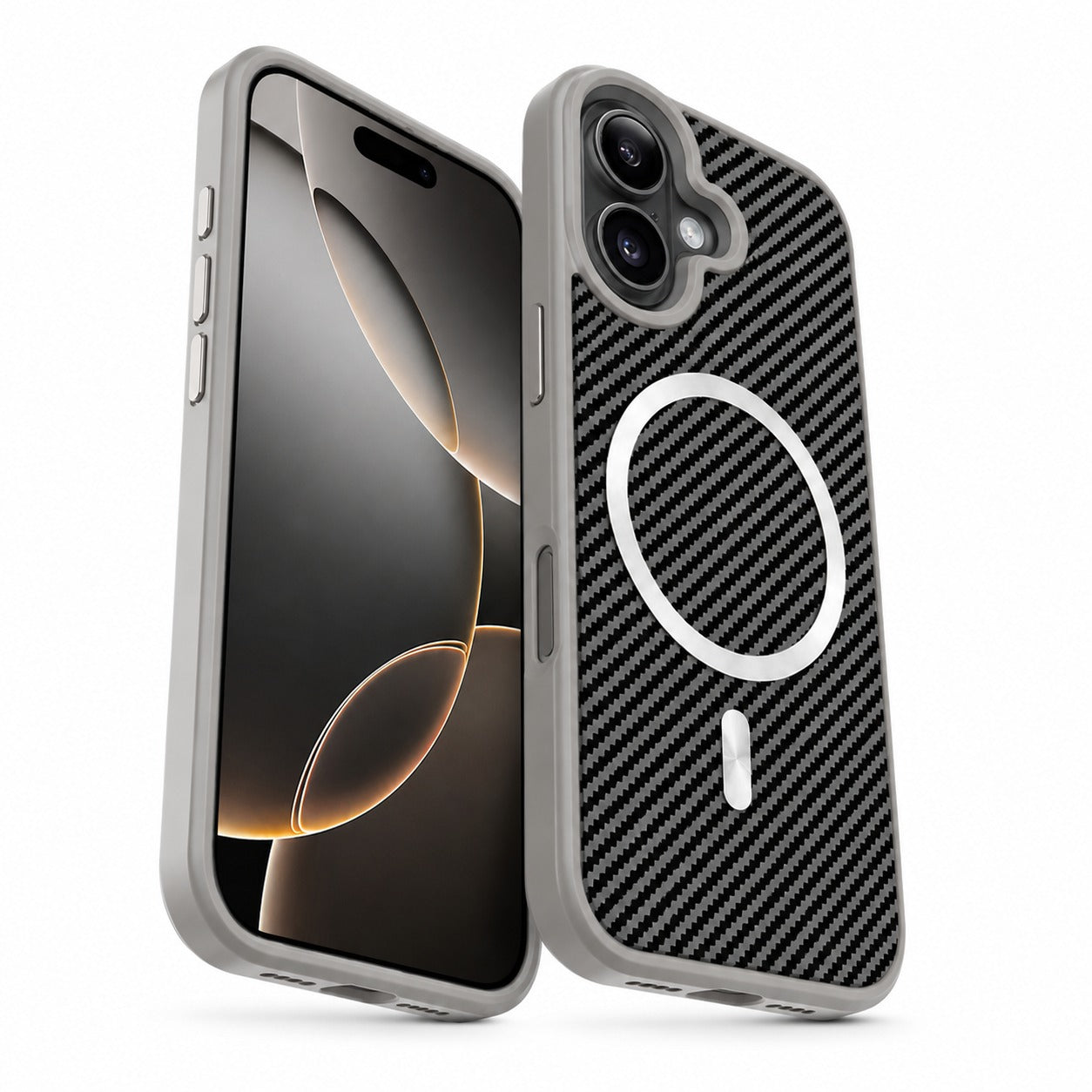Premium Carbon Fiber Phone Case for Apple iPhone 16, wireless charging compatible mobile cover