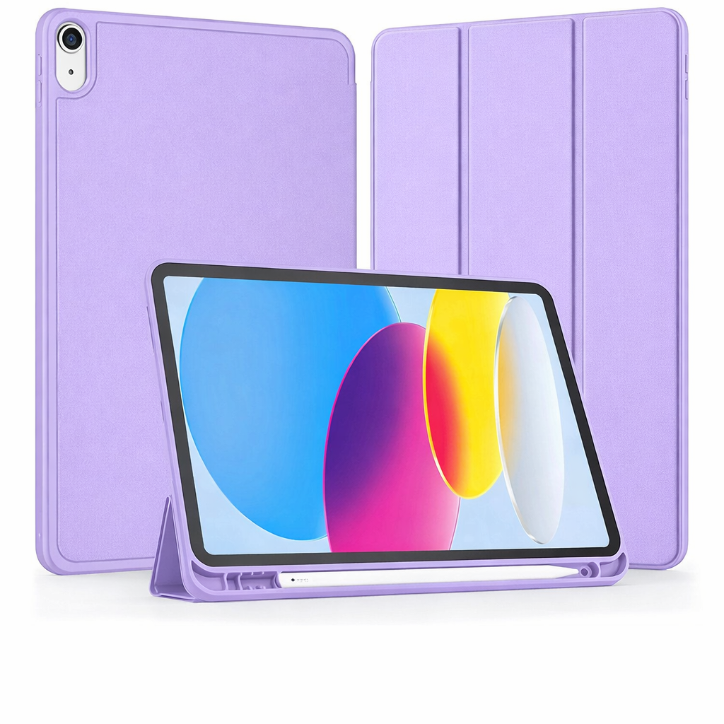 Slim Tablet Case – Purple Case With Pencil Holder with Stand | Protective Case