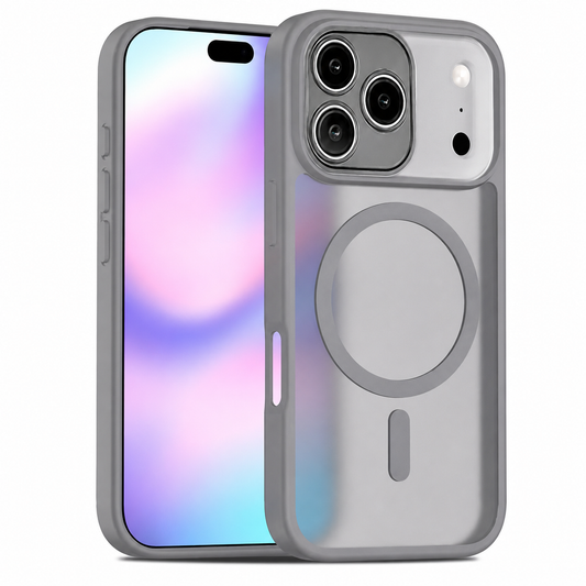 Apple iPhone 18 Pro Max Cover, Grey Magnetic Phone Case, Shockproof Mobile Cover.