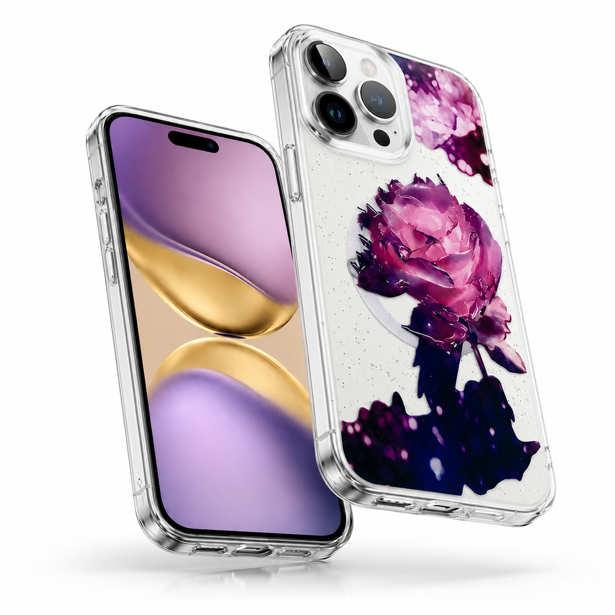 Deep purple flower shockproof case for Apple iPhone 12 Pro 6.1 inch