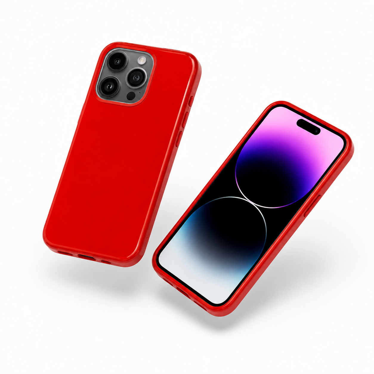 Candy style red mobile cover with raised camera protection