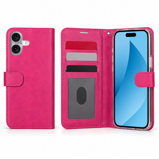 Hot pink Photo ID wallet case for Apple iPhone 17 with card holder