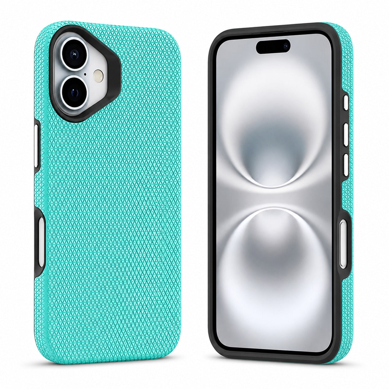 Teal iPhone 16 Case, Triangle Phone Case, Shockproof Protective Cover, MagSafe Compatible Case