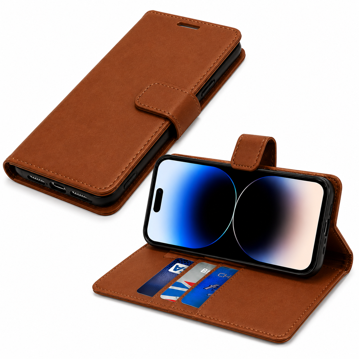 Apple iPhone 17 Pro Max Brown Wallet Case Premium BlueMoon Diary Flip Phone Cover