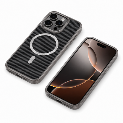 Grey carbon mobile cover with raised camera protection for iPhone 12