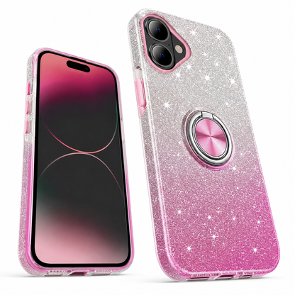 Pink silver iPhone 17 protective kickstand phone cover