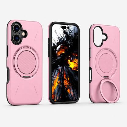 Pink MagSafe Forge Ring Case for Apple iPhone 17, shockproof phone case, protective mobile cover, kickstand case