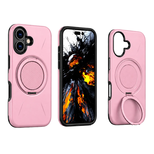 Pink MagSafe Forge Ring Case for Apple iPhone 17, shockproof phone case, protective mobile cover, kickstand case