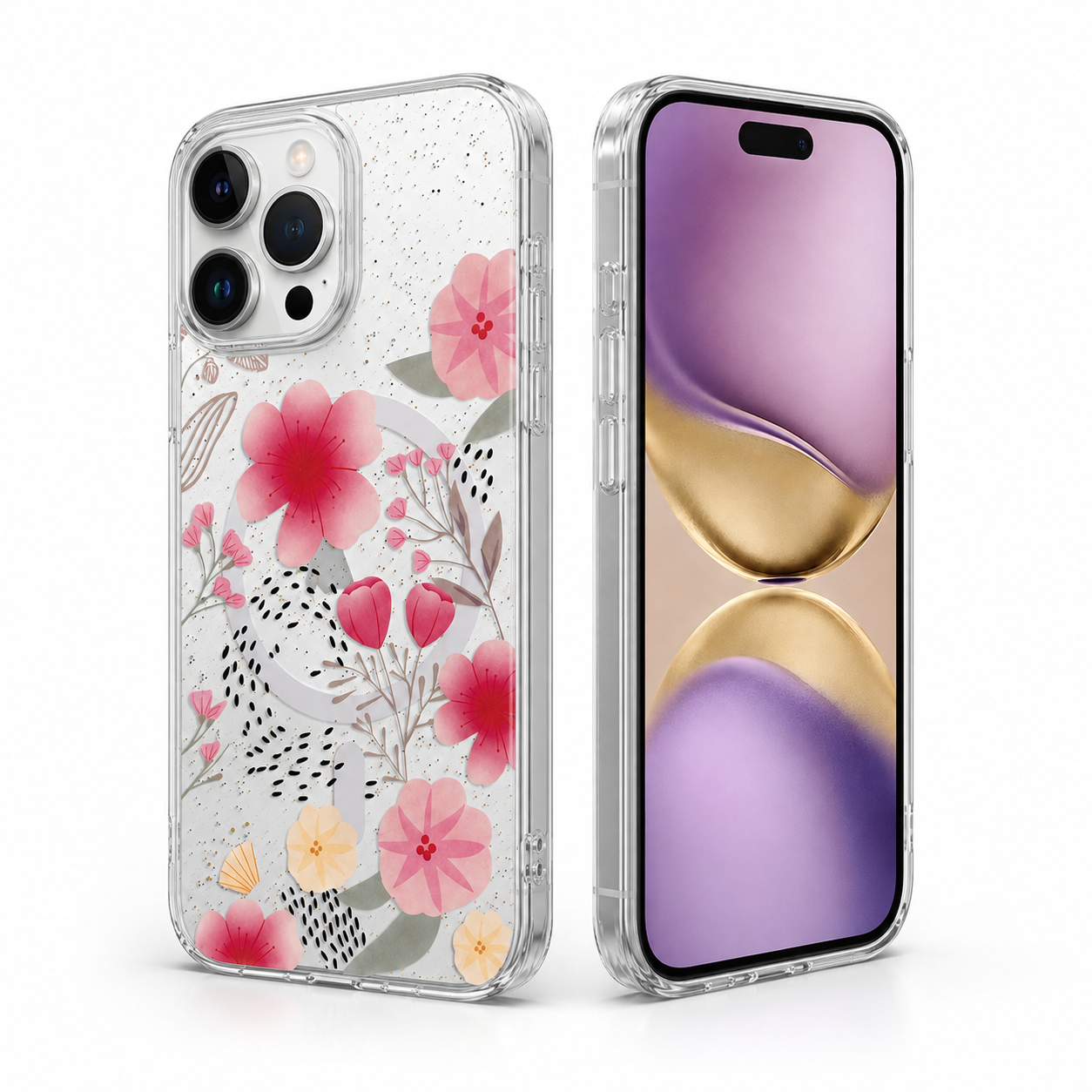Designer floral mobile cover with raised camera protection for iPhone 12