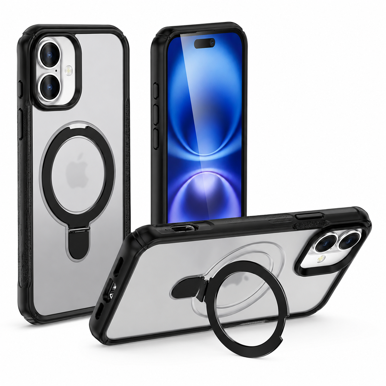 MagSafe Kickstand Case for Apple iPhone 16, Clear Mobile Cover, Military Grade Phone Case