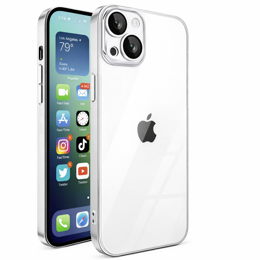 Clear Phone Case – Silver Electroplated Slim Protective Cover