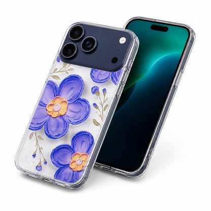 Clear MagSafe protective phone case with purple flowers for Apple iPhone 17 Pro Max