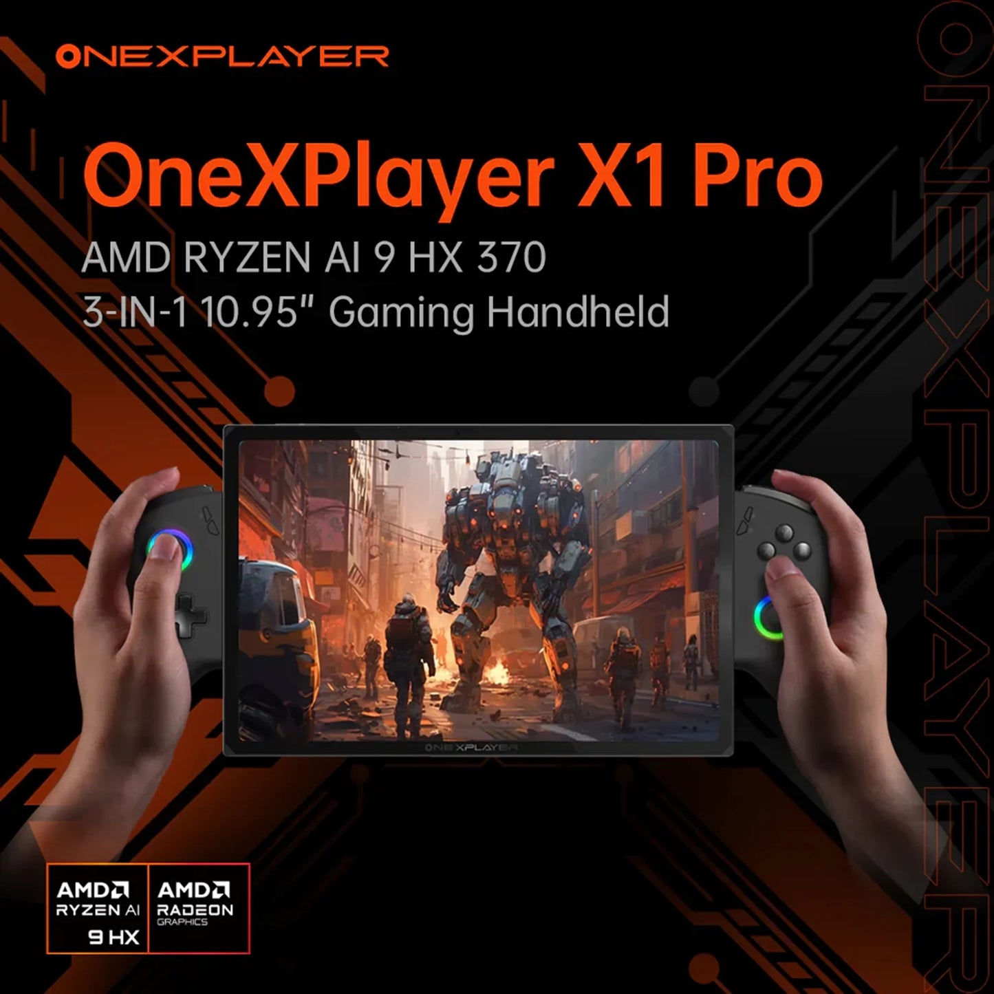 ONEXPLAYER X1 PRO 2TB AMD Ryzen™ AI 9 HX 370, 10.95'' 3-In-1 Gaming Handheld PC