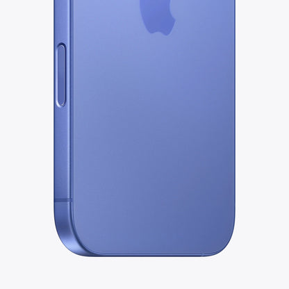 cutting edge electronics online Canada. smart tech store Canada. New Apple iPhone 16. Gallery image 3. The image features a sleek, light blue smartphone positioned at a slight angle, showcasing its smooth, matte finish. The device is centered against a seamless white background, emphasizing its minimalist design. A small, circular button is visible on the left side, along with a thin slot, likely for a SIM card. The top edge is rounded, and the overall aesthetic conveys a modern, premium feel.