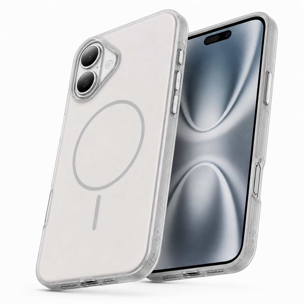 Luxury phone cover for Apple iPhone 16 with MagSafe compatible case support and clean white design