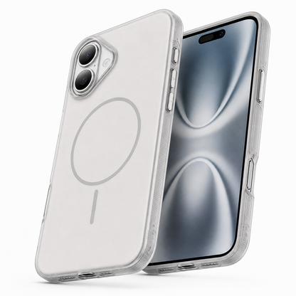 Luxury phone cover for Apple iPhone 16 with MagSafe compatible case support and clean white design