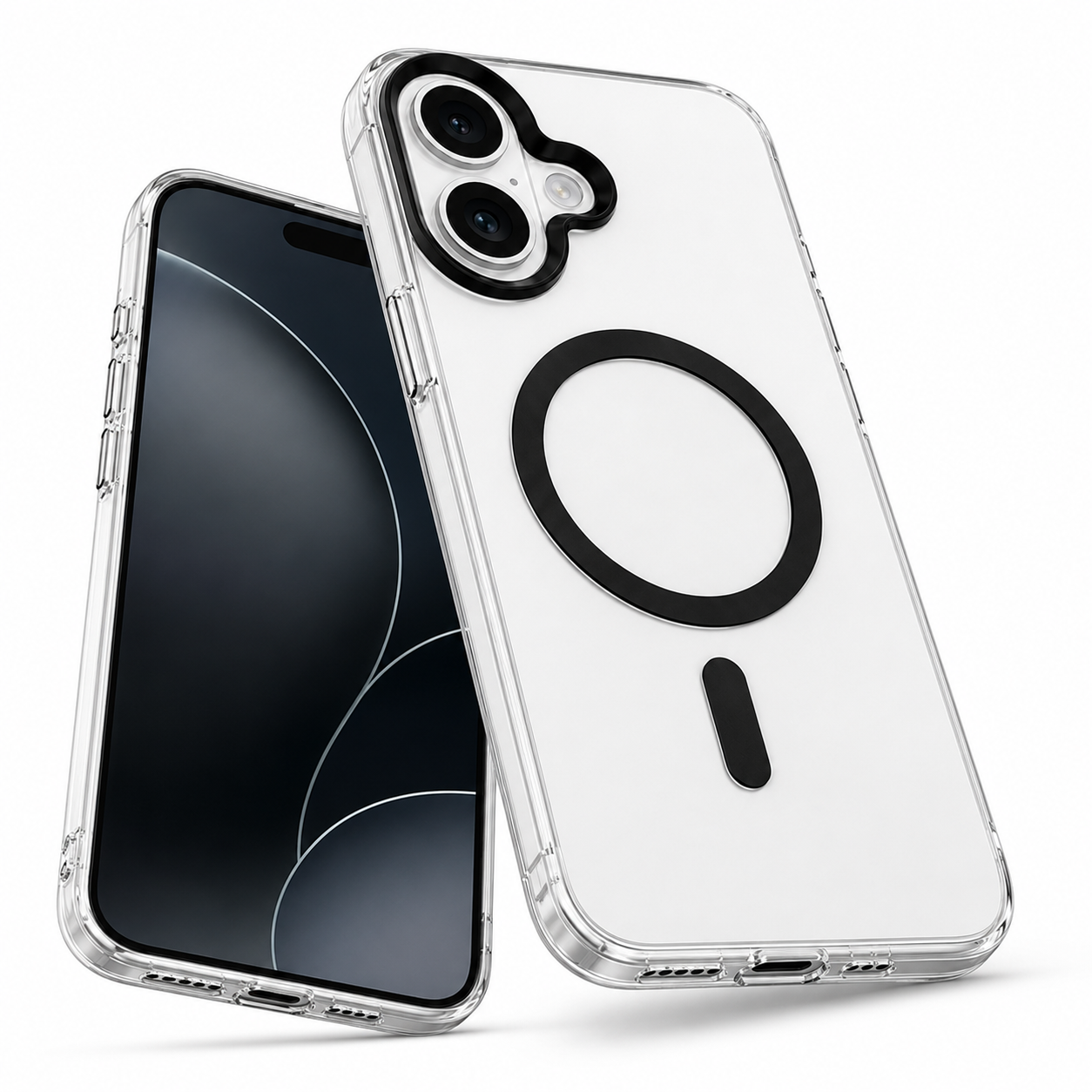 Premium Apple iPhone 16 Black Case featuring MagSafe Compatible Case, transparent phone cover, shockproof mobile case, and wireless charging support