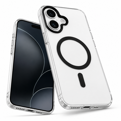 Premium Apple iPhone 16 Black Case featuring MagSafe Compatible Case, transparent phone cover, shockproof mobile case, and wireless charging support