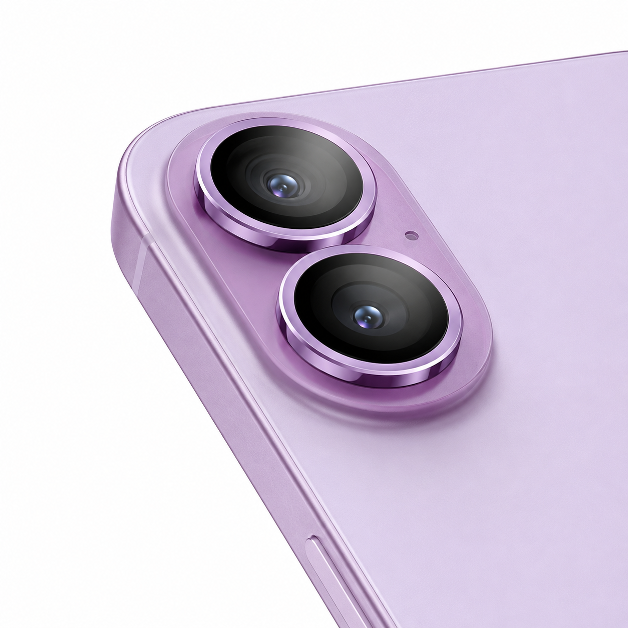 Apple iPhone 17 light purple metal camera lens protector front view