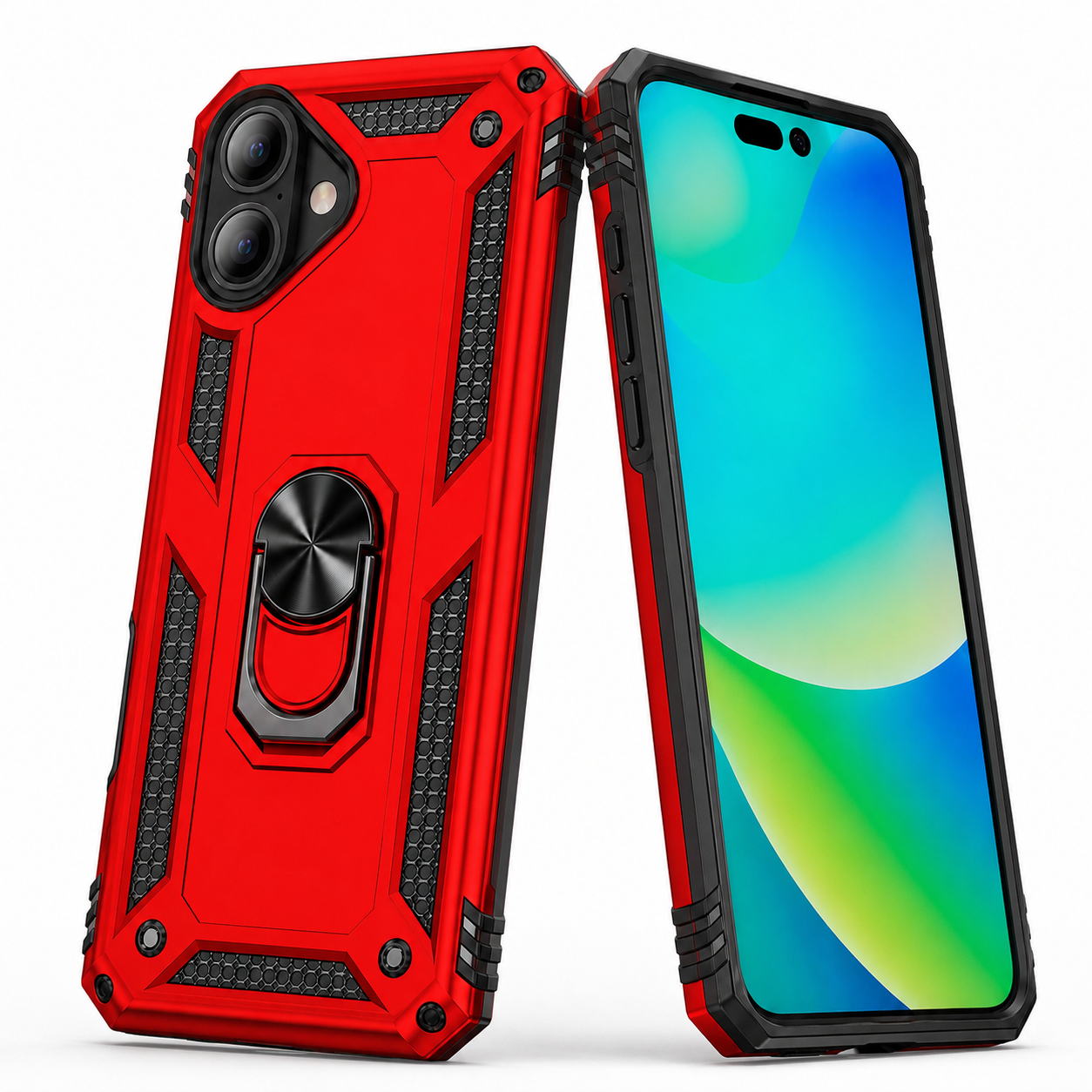Impact-resistant hybrid phone cover for Apple iPhone 17 in red