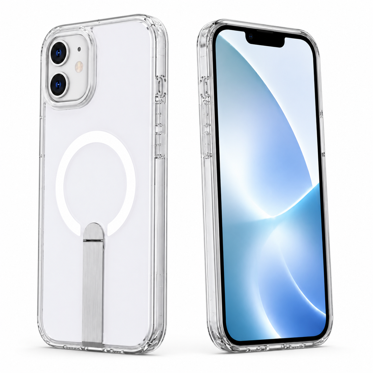 Clear iPhone 12 protective MagSafe phone cover with stand