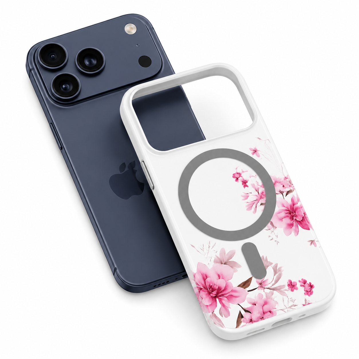 MagSafe Flower Case, Light Pink Frosted iPhone 17 Pro Max Cover, Shockproof Phone Case, Premium Floral Mobile Cover