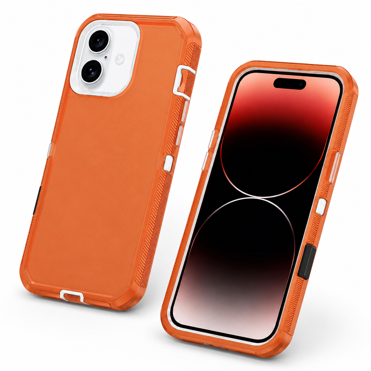 Shockproof orange iPhone 17 cover with reinforced corner protection