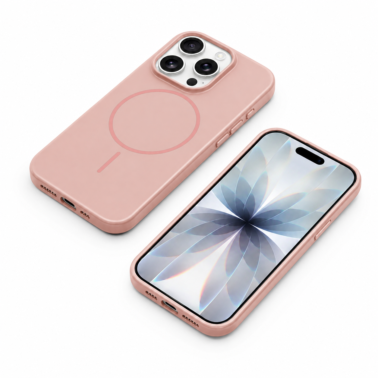 Rose gold silicone mobile cover with raised camera protection for iPhone 12