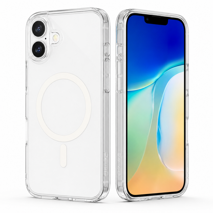 Transparent Apple iPhone 16 phone case, wireless charging compatible case, premium clear mobile cover
