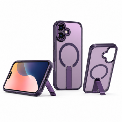 Apple iPhone 16 Kickstand Cover, Purple Bumper Phone Case, Wireless Charging Compatible Case, Durable TPU Phone Cover