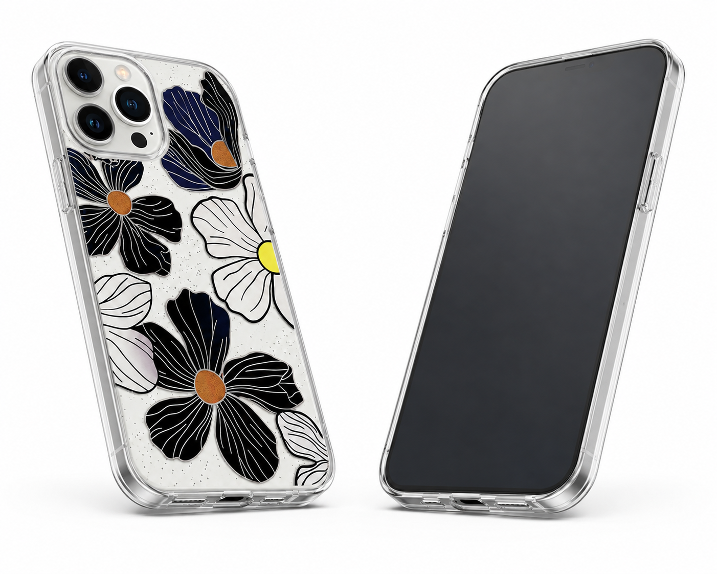 Black floral iPhone 12 protective MagSafe phone cover