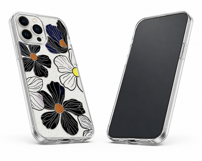 Black floral iPhone 12 protective MagSafe phone cover